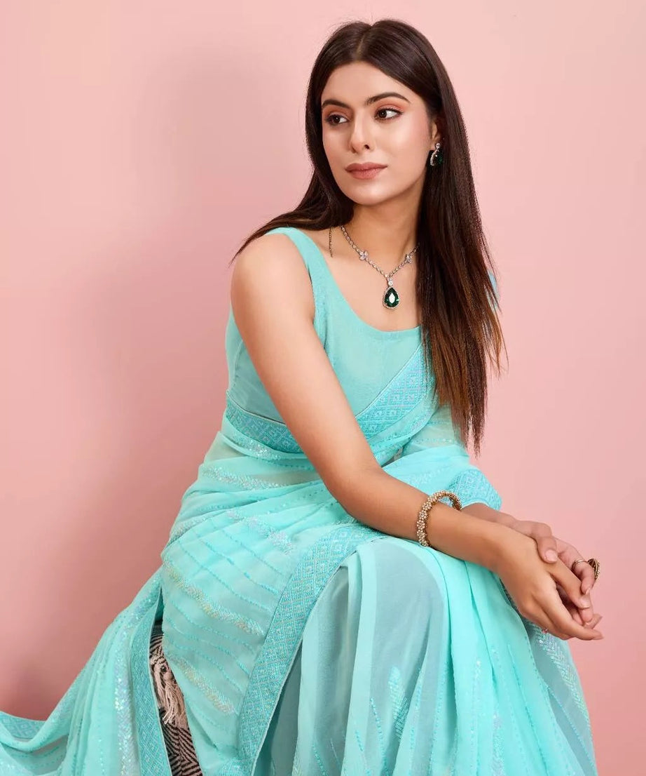 New Indian Georgette Saree,Indian Wedding Claasic Sari