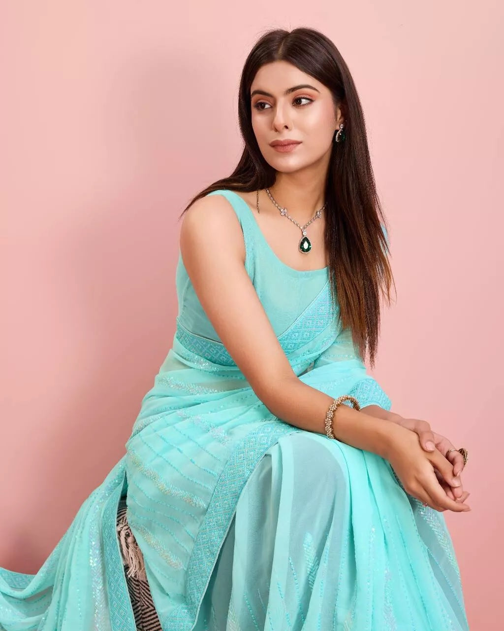 New Indian Georgette Saree,Indian Wedding Claasic Sari