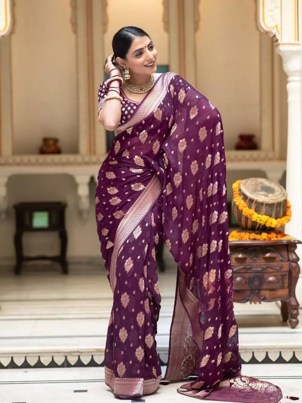 Women's Banarasi Soft Silk Saree With Blouse