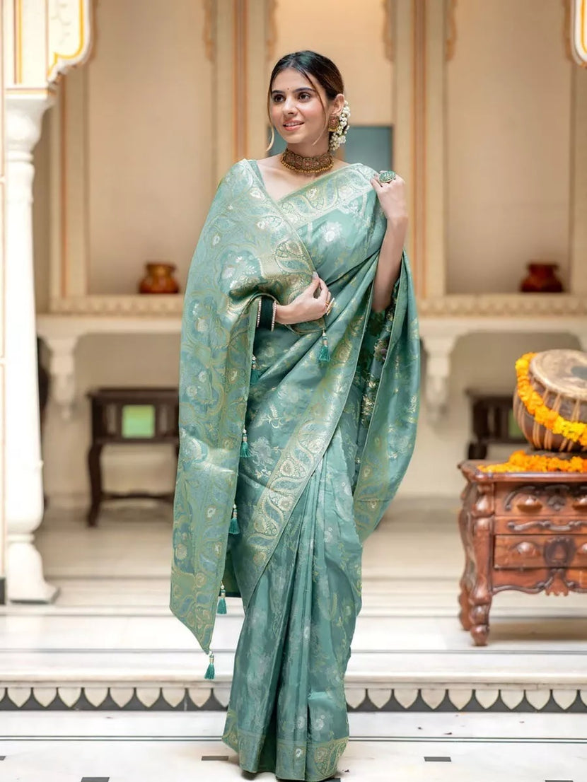 Banarasi Soft Silk Sari With Blouse