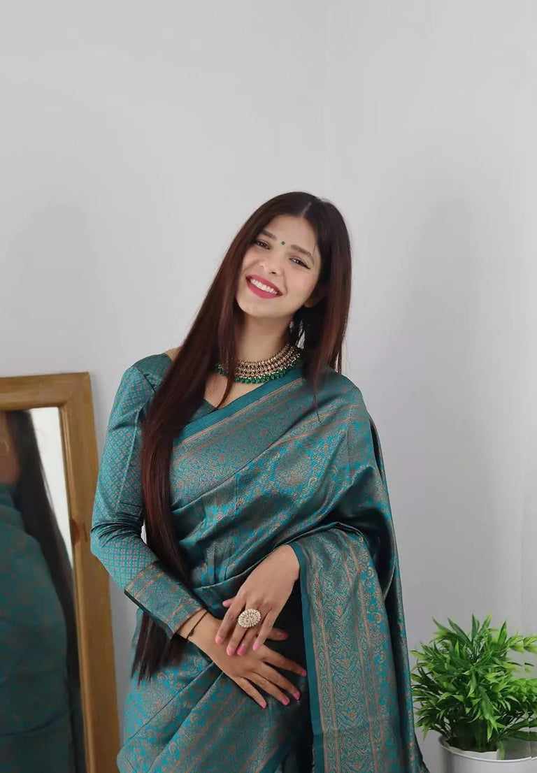 Designer Wedding Banarasi Soft Silk Saree With Blouse