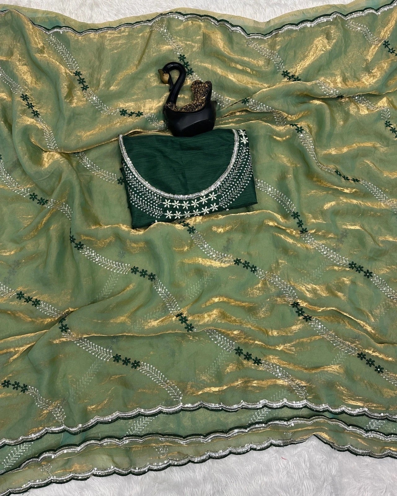 Soft Space Silk Beautiful Designer Light Color's Sari With Blouse