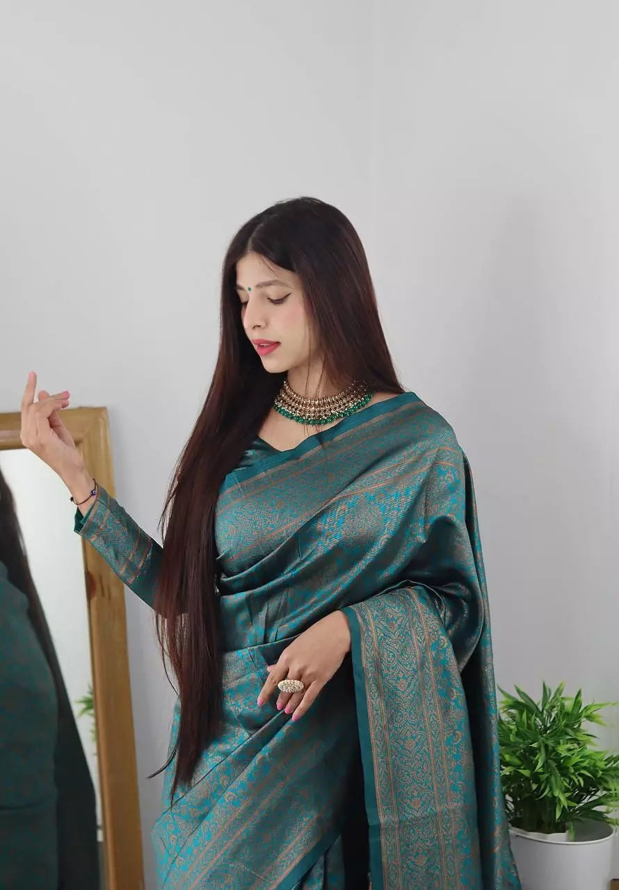 Designer Wedding Banarasi Soft Silk Saree With Blouse