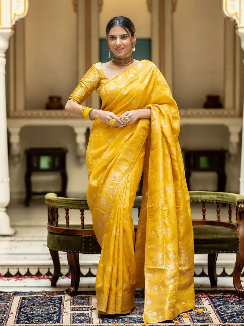 Banarasi Soft Silk Sari With Blouse