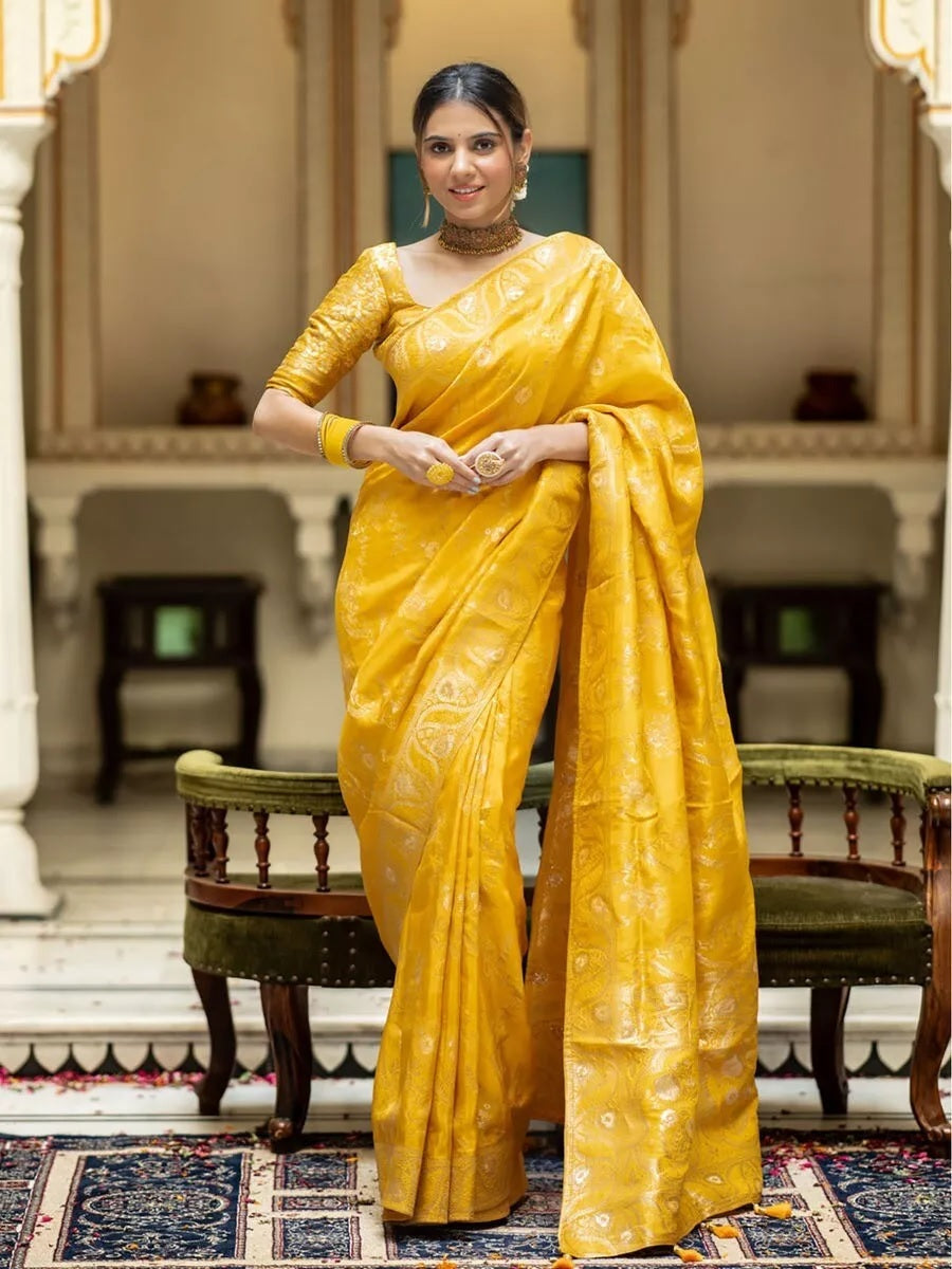 Banarasi Soft Silk Sari With Blouse