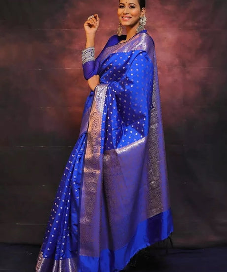 Pure Banarasi Silk Saree with Rich Pallu and Blouse Piece