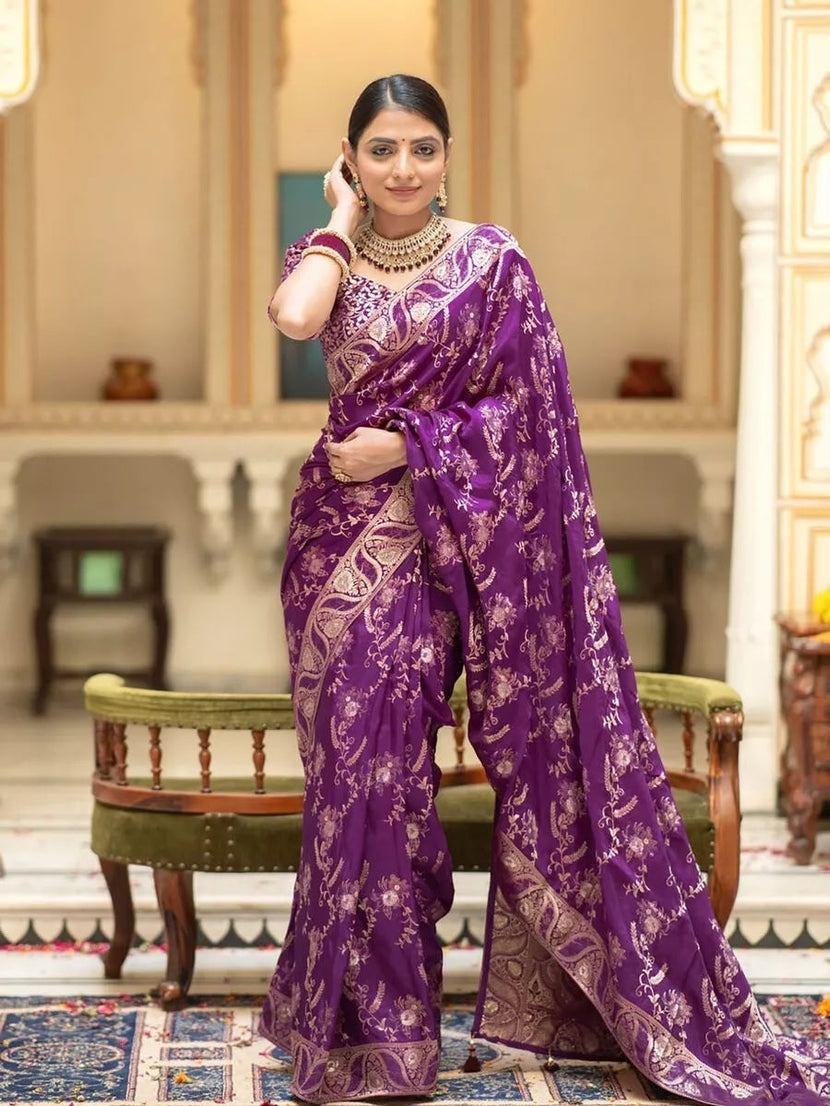 Banarasi Soft Silk Sari With Blouse