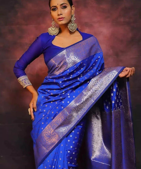 Pure Banarasi Silk Saree with Rich Pallu and Blouse Piece