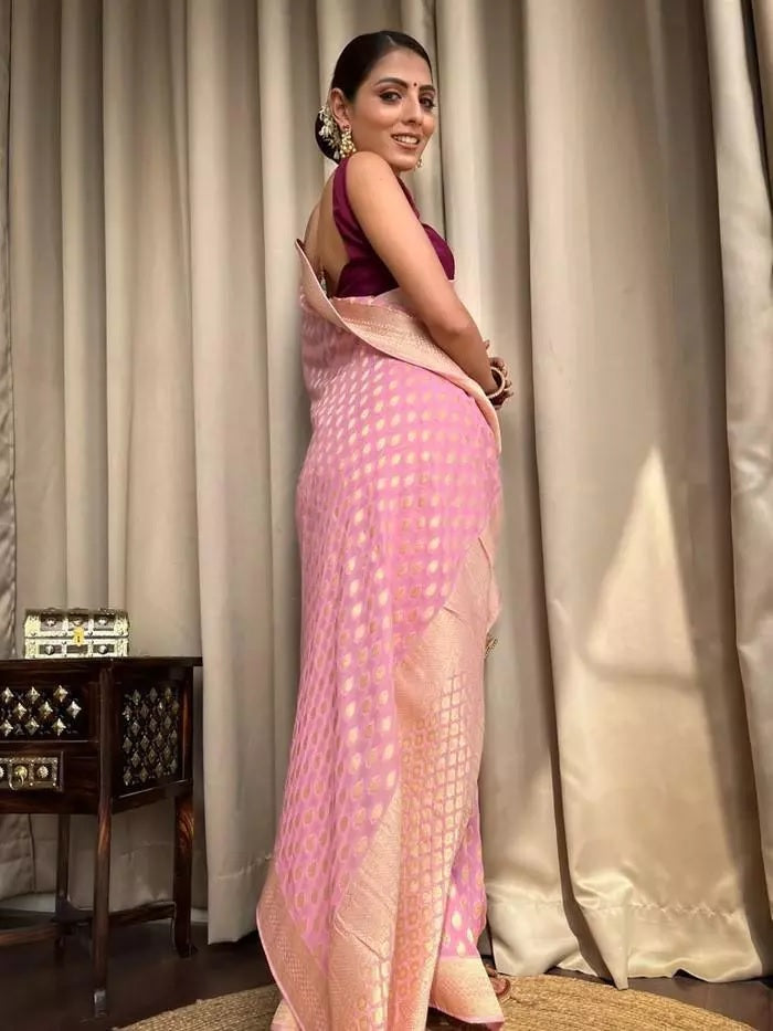 Banarasi Soft Silk Yellow Sari & Blouse