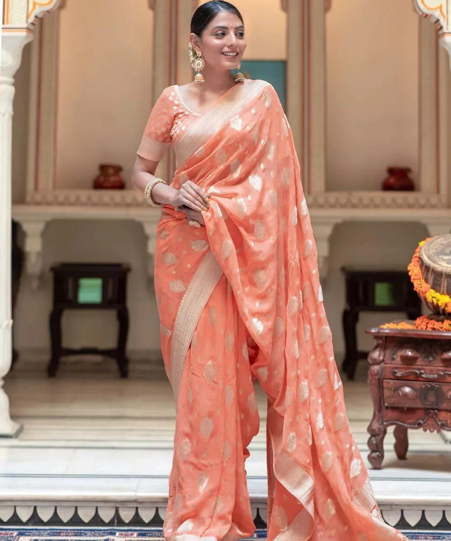 Women's Banarasi Soft Silk Saree With Blouse