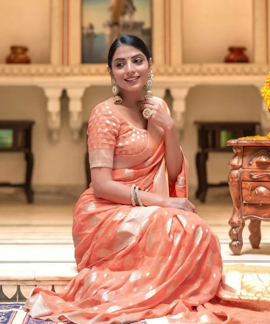 Women's Banarasi Soft Silk Saree With Blouse