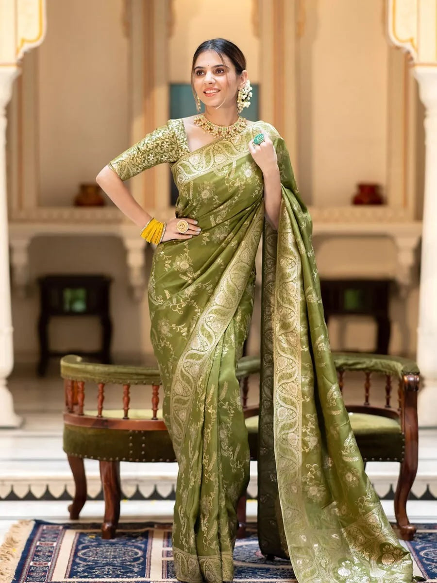 Banarasi Soft Silk Sari With Blouse