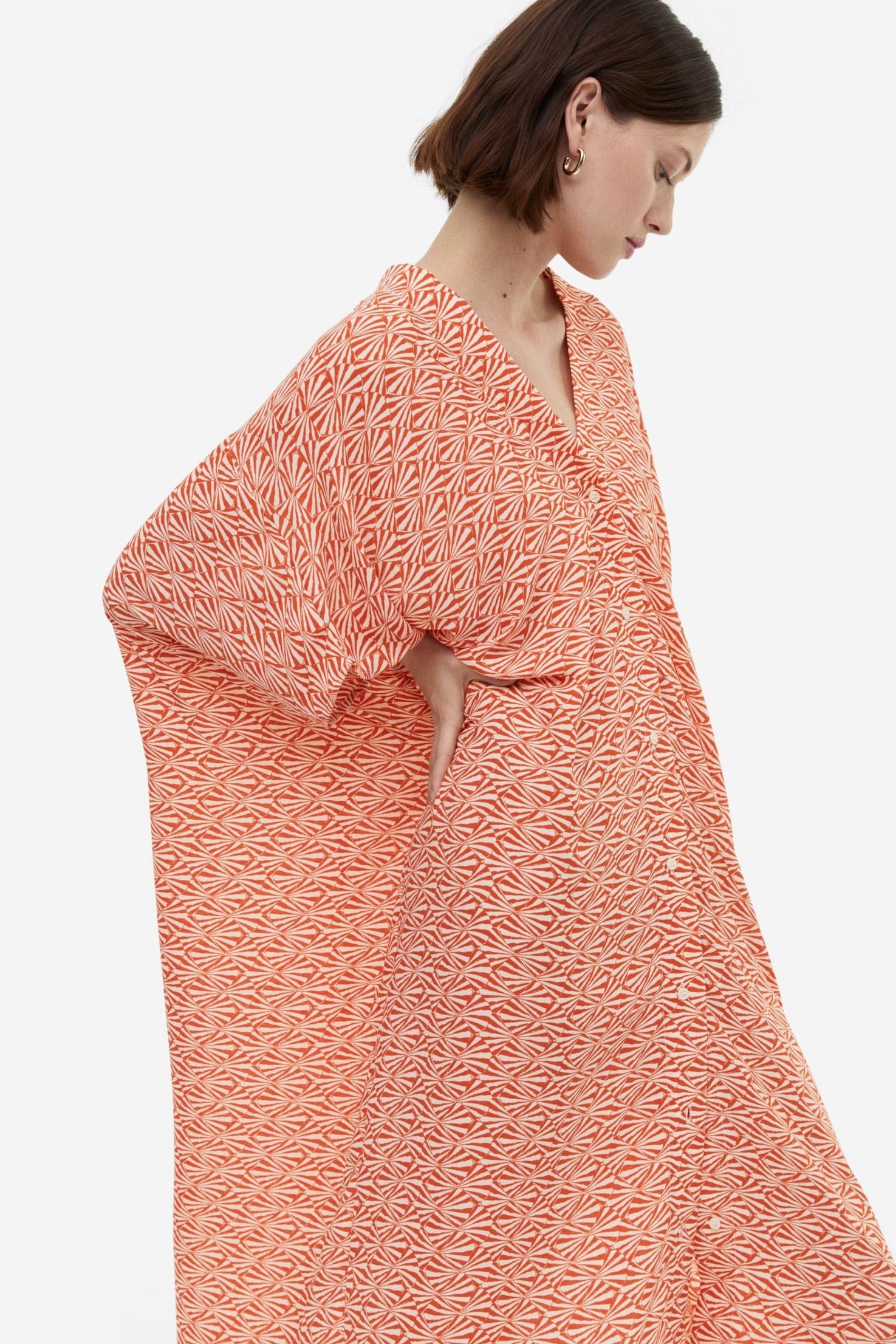 Soft Cotton Blend Printed Long Kaftan For Women's