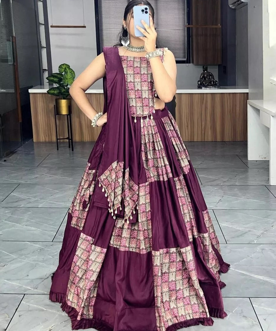 Pure Rayon Cotton Lehenga Blouse Dupatta