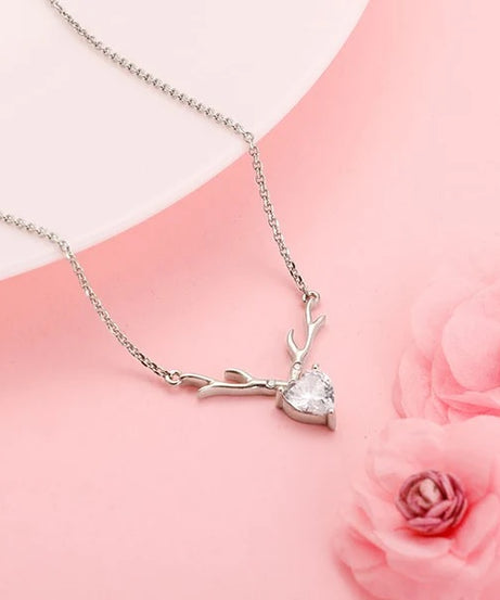 Anushka Sharma Silver Deer Heart Necklace