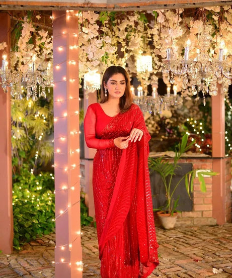 Traditional Classic Party Wear Georgette Saree, Wedding Ethnic Sari & Blouse