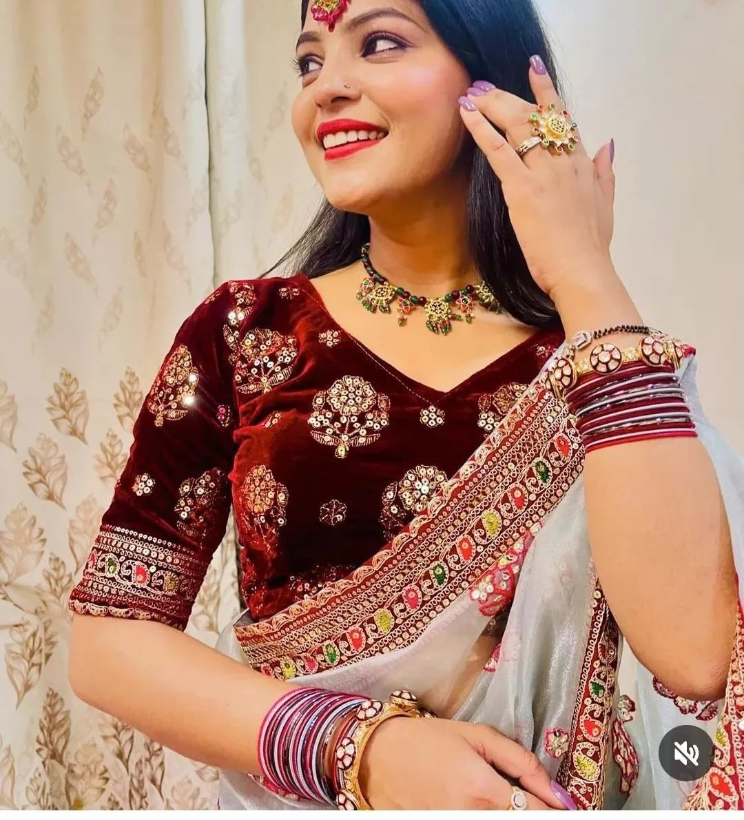 Wedding Bollywood Soft Light Organza Saree,Festival PartyWear Sari & Blouse