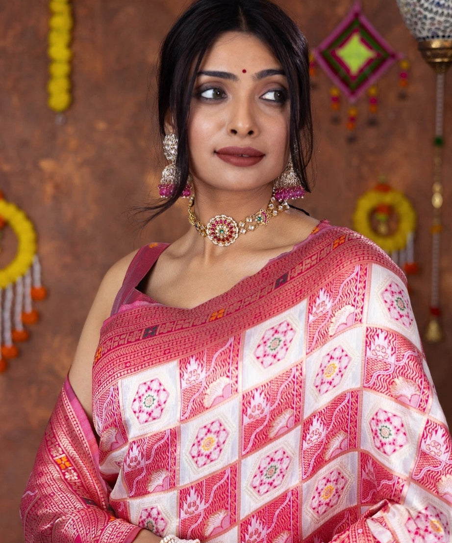 Premium Patola Silk Saree Wedding Traditional Wear Sari With Blouse