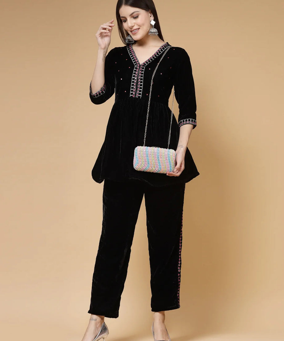 Adorn Wave Embellished Faux Silk Clutch