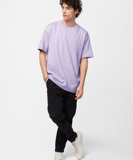 Solids Light Lavender Oversized T-Shirts
