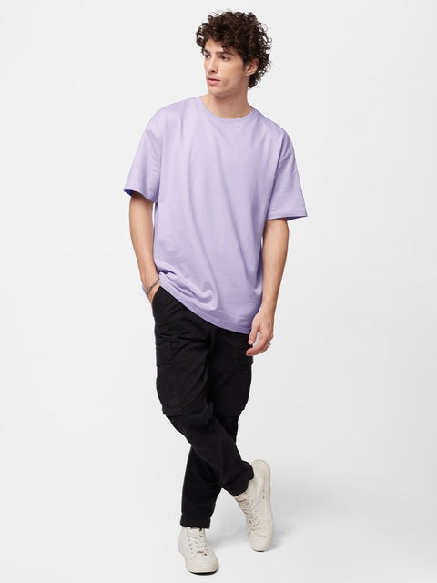 Solids Light Lavender Oversized T-Shirts