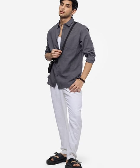 Cotton Linen Dark Grey Shirts