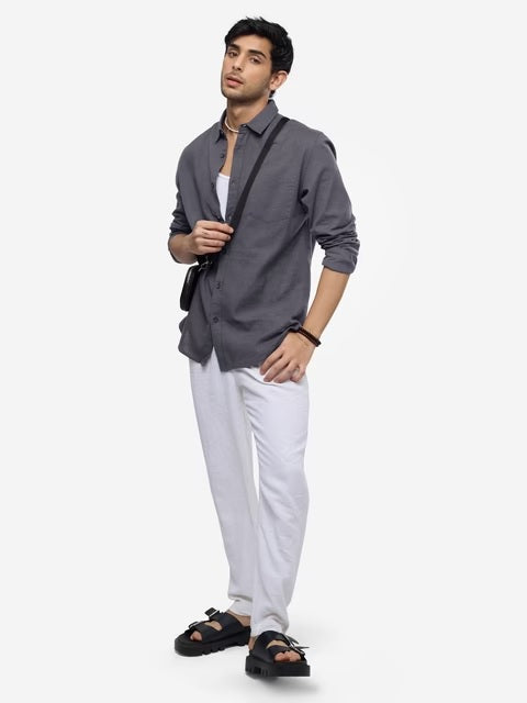 Cotton Linen Dark Grey Shirts