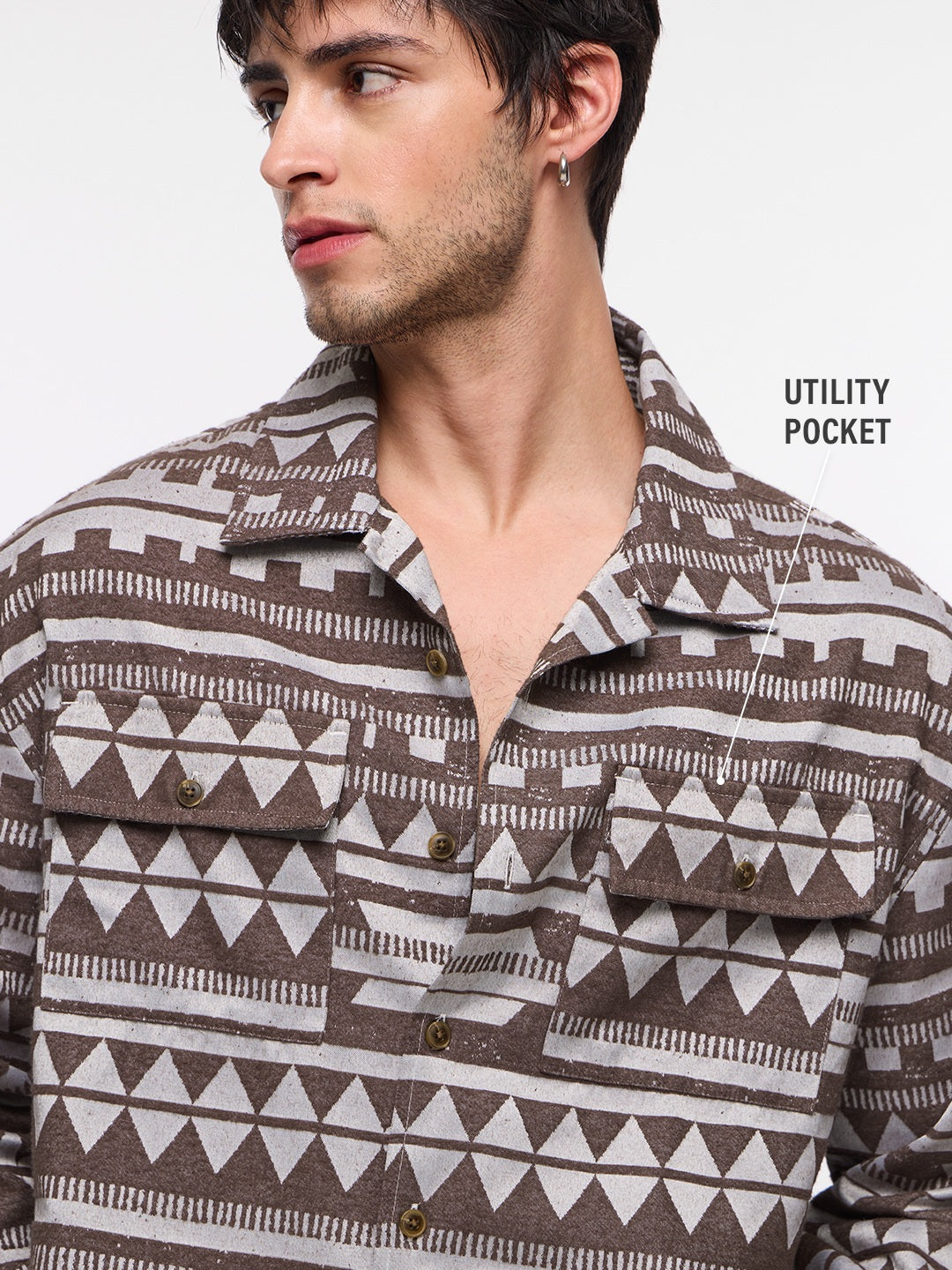Jacquard Sandstone Men Shackets