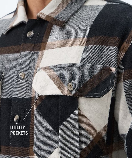 Plaid Cream, Blue, Grey Men Flannel Shackets