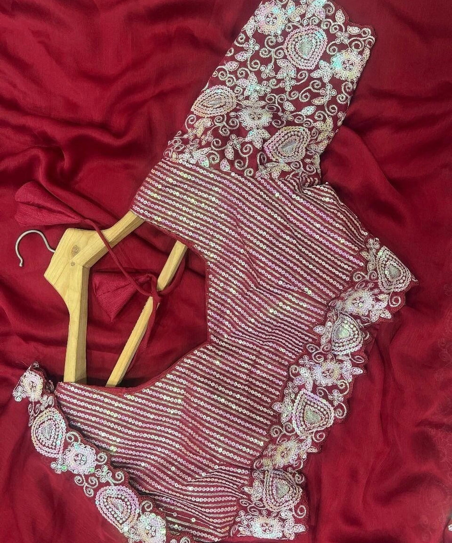 Soft Rangoli Silk With Embroidery,Sequence Work Wedding Party Wear Saree With Blouse11-KK