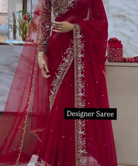 Faux Georgette Designer Traditional Saree Blouse With Dupatta 11-KD