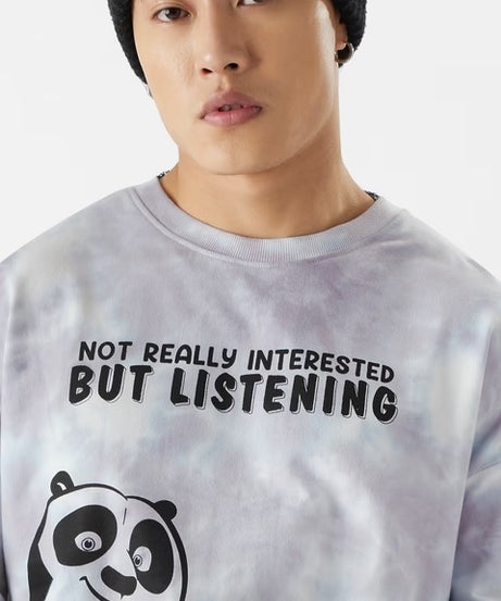 Kung Fu Panda Not Interested Oversized Full Sleeve T-Shirts