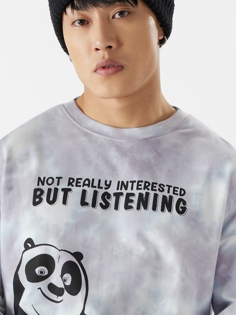Kung Fu Panda Not Interested Oversized Full Sleeve T-Shirts