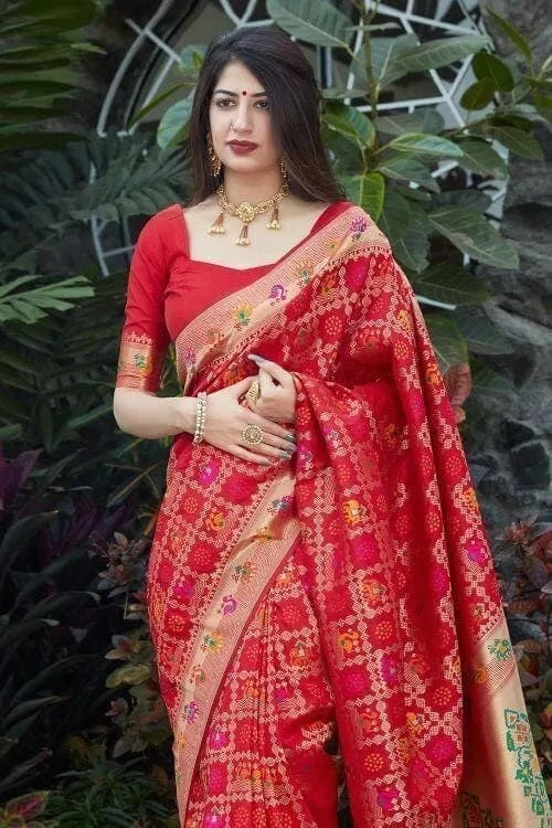 Festive Banarasi Silk Saree with Contrasting Border and Pallu Sari & Blouse