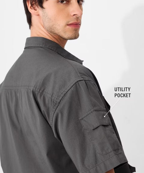 Utility Moon Grey Oversized Shirts