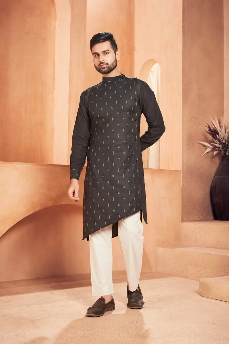 Heavy Magic Cotton With  Embroidery Butti Kurta Pajama Set for Men's