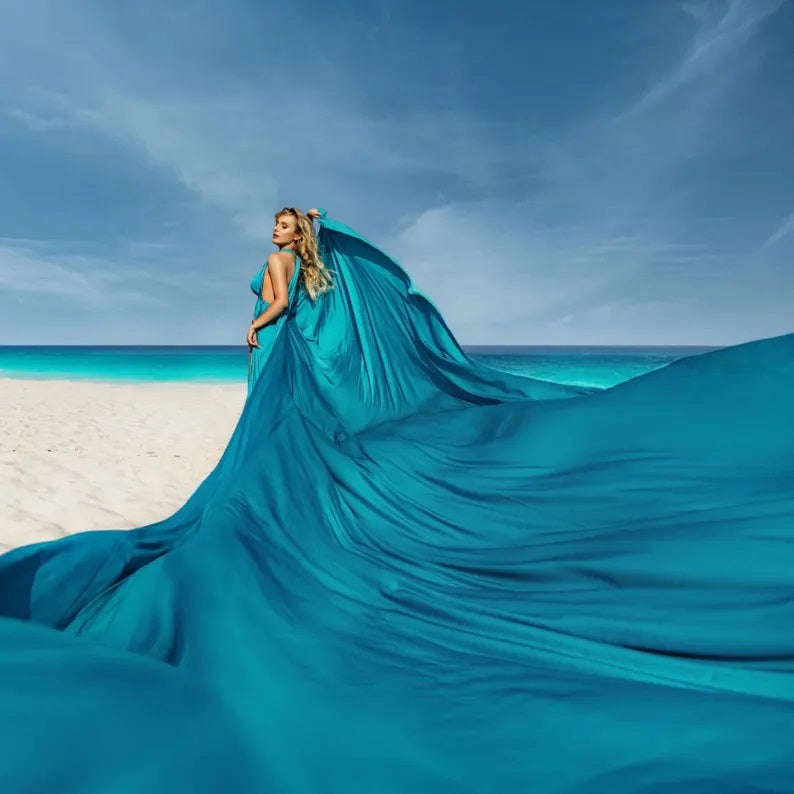 Custom Satin Flying Maxi Dress