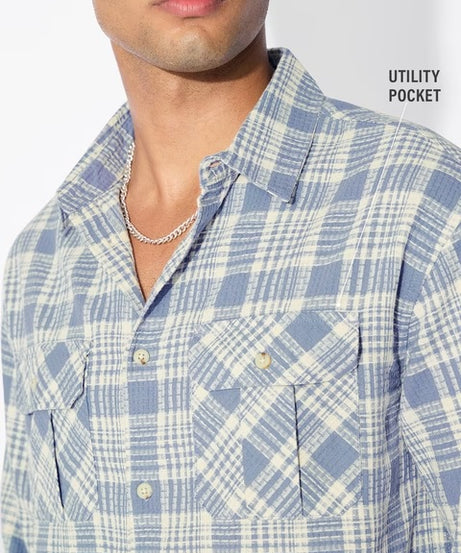 Plaid Skyfall Men Utility Shirts