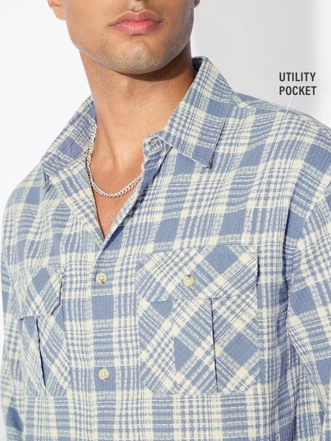 Plaid Skyfall Men Utility Shirts