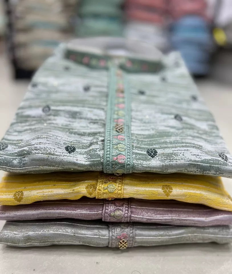 Designer Ethnic Stitched Heavy Jacquard Kurta Pajama Set For Mens