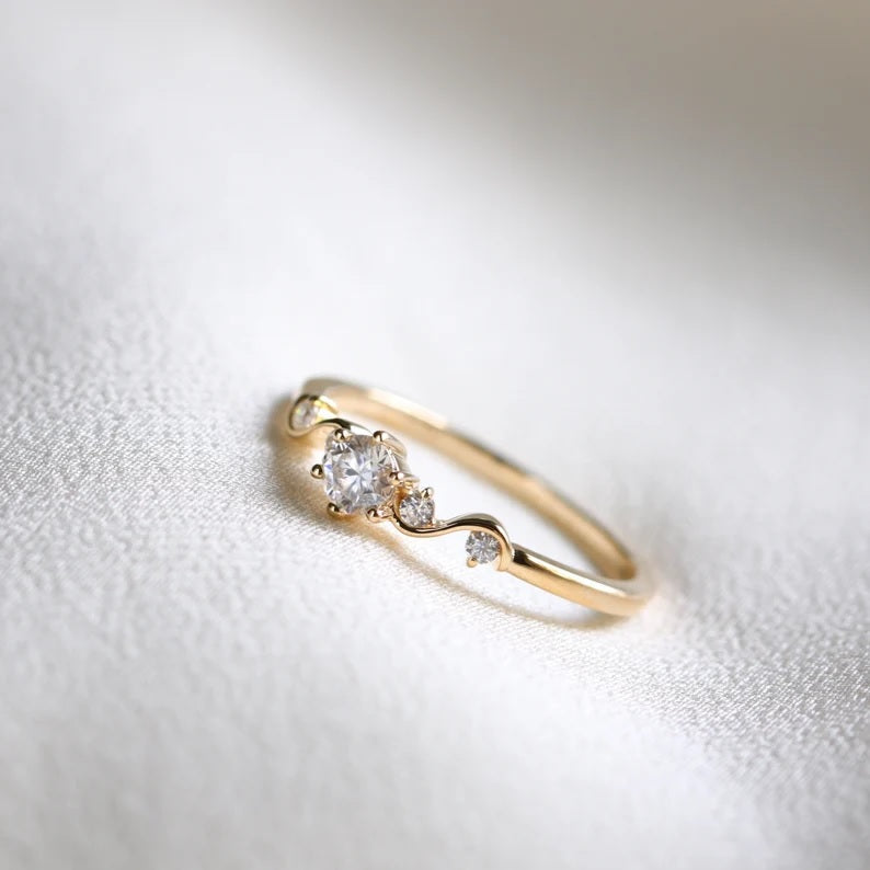 Solid Gold Diamond Engagement Ring
