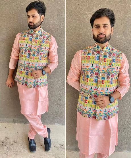 Heavy Banglori Silk Koti Ready to Wear Set For Men's