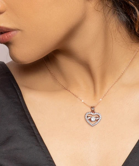 Rose Gold Love Heart Pendant with Link Chain