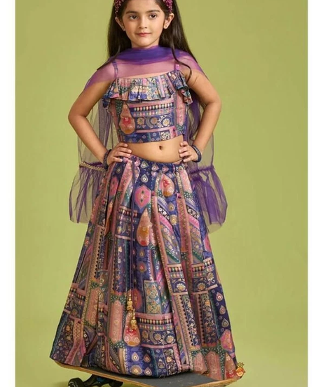 Kid's Wedding Party Wear Heavy Mun Mun Silk With Designer Print Lehenga & Blouse22-KL