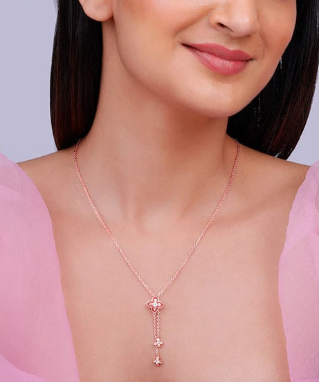 Rose Gold Artsy Floral Necklace