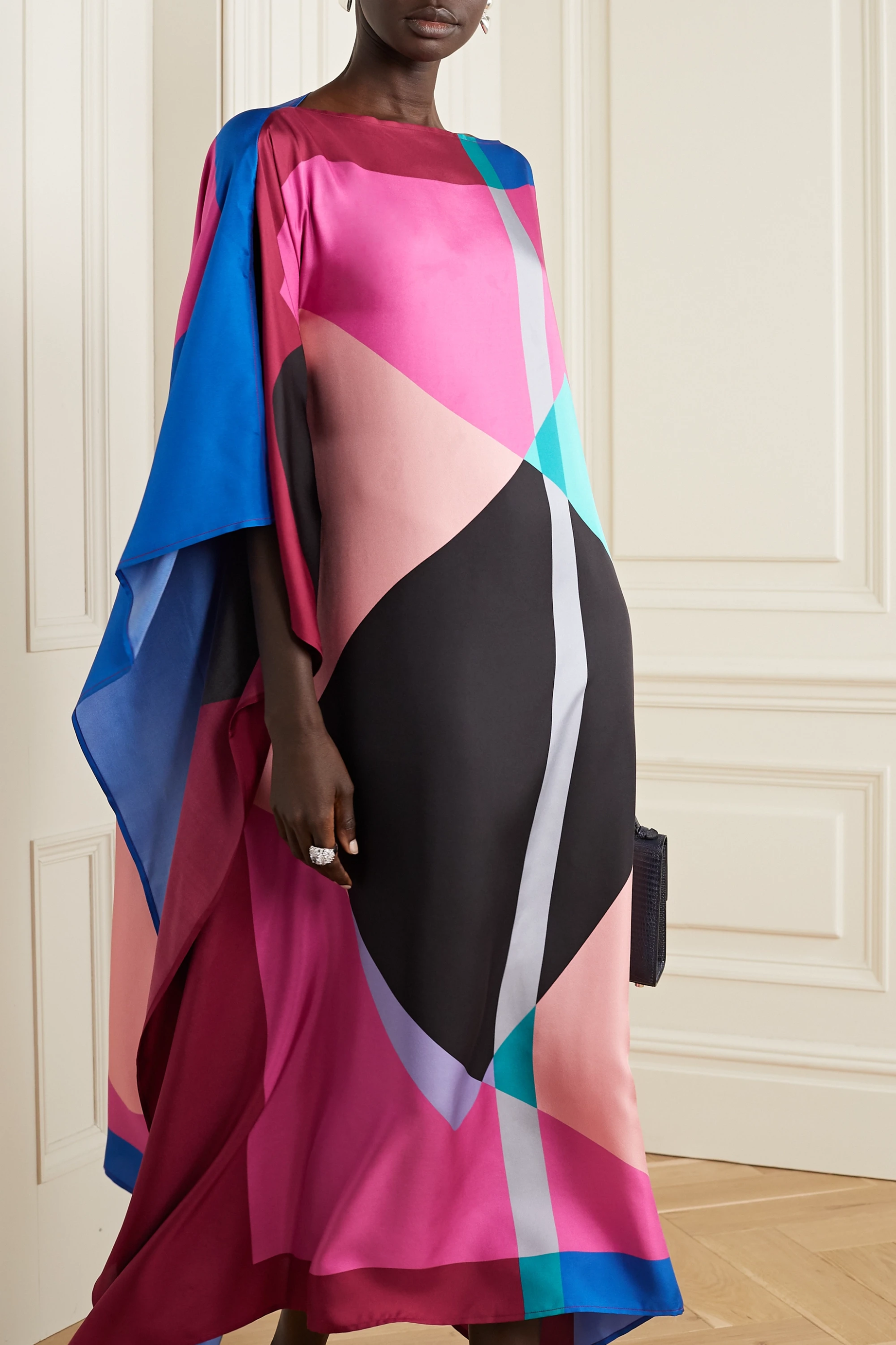 Lightweight Silk Crepe Kaftan Dress - Flowy and Stylish Caftan For Women's