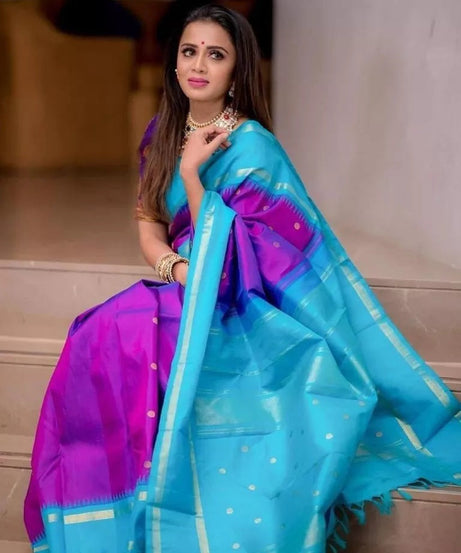 Soft Lichi Silk Rich Pallu & Jacquard Work Saree With Blouse