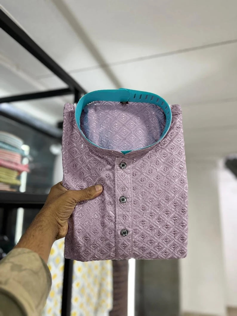 Cotton Rayon Kurta Pajama Set For Men's