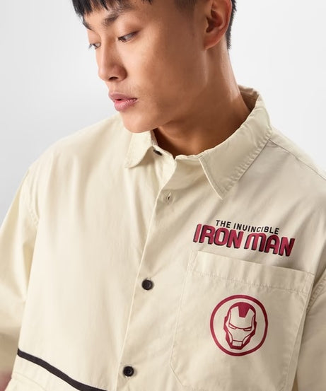 Iron Man Logo Men Utility Shirts