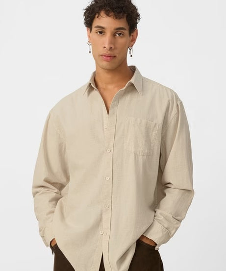 Cotton Linen Beige Cotton Linen Shirts